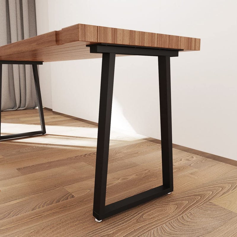 TIEOU Metal Legs for Table Trapezoid Shape 28" H Tall Industrial Table Legs Heavy Duty Metal Desk Legs Set of 2,Black - Image 1